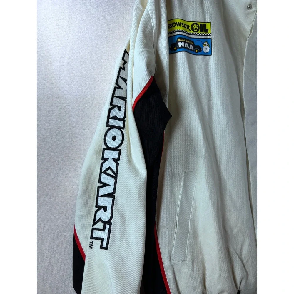 Nintendo Mario Kart‎ Racing Bomber Jacket Mens XL White Isaac Morris XKP052AMNTG